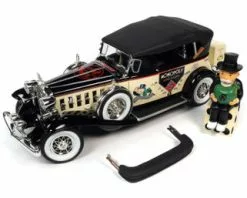 1932 Cadillac V16 Sport Phaeton Convertible With Mr. Monopoly Figure, Cream/Ivory And Black - Auto World AWSS127 - 1/18 Scale Diecast Model Toy Car