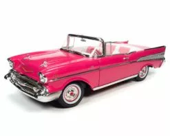 1957 Chevy Bel Air Convertible, Pink - Auto World AWSS128 - 1/18 Scale Diecast Model Toy Car