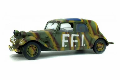 SOLIDO 1944 Citroen Traction 11CV, French Forces Of The Interior S1800902-1/18 Scale Diecast Model Toy Car