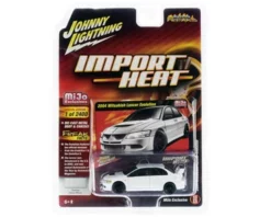 2004 Mitsubishi Lancer Evolution, White - Johnny Lightning JLCP7311-24 - 1/64 Scale Diecast Car